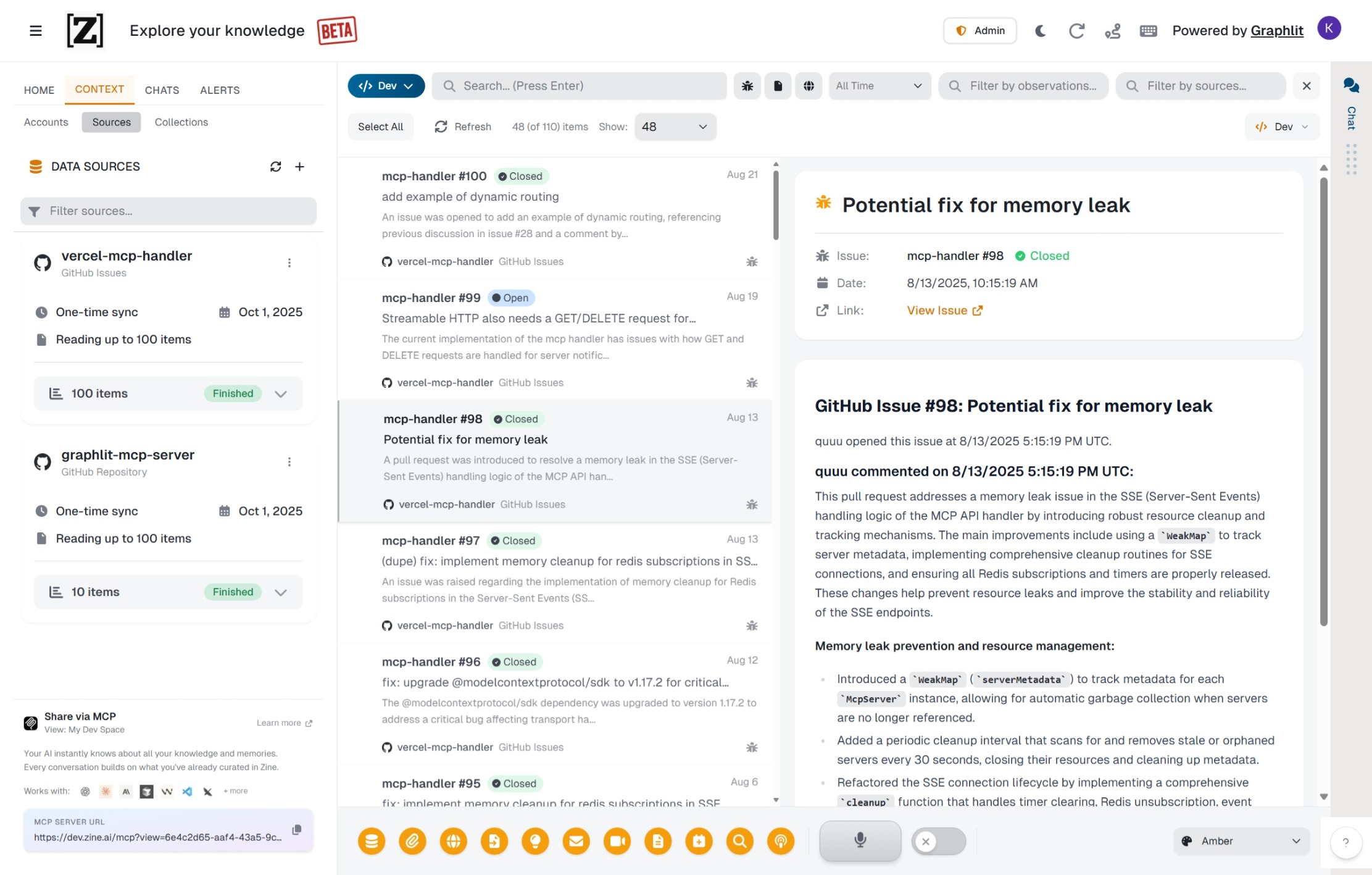 Split view with entity details