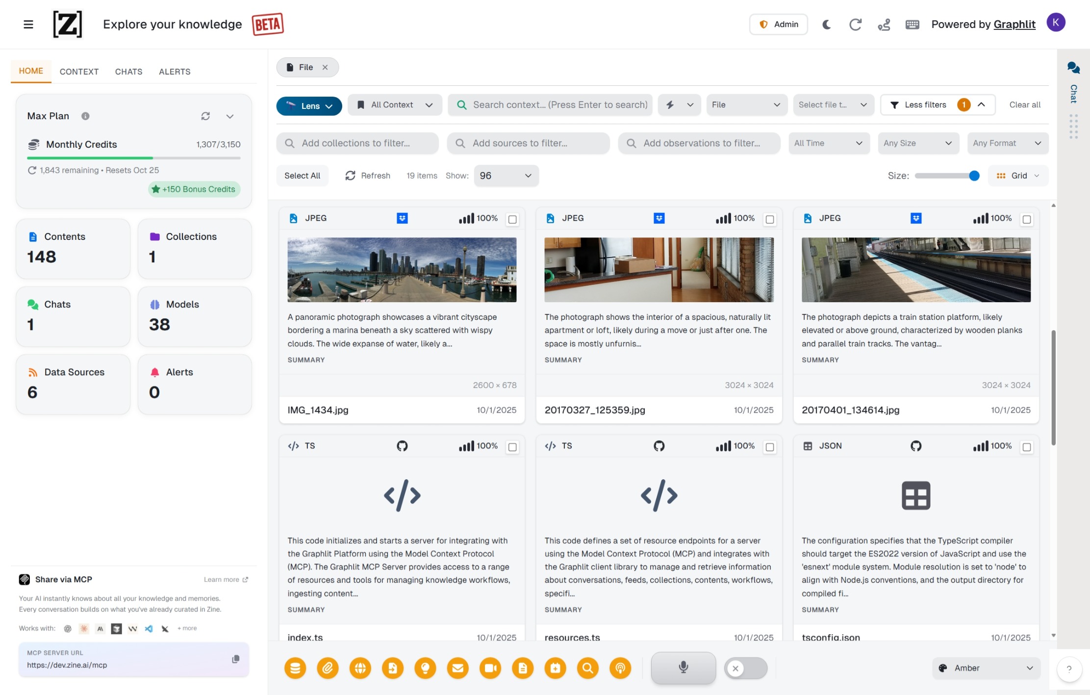 Grid view of connected content